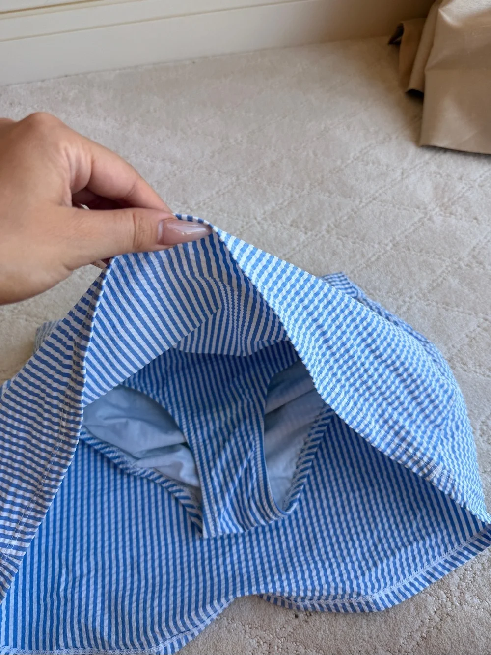 J Crew Blue and White Striped Mini Skirt